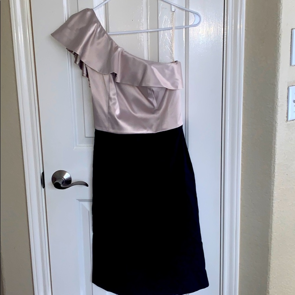 Black / Champagne one-shoulder dress size 6